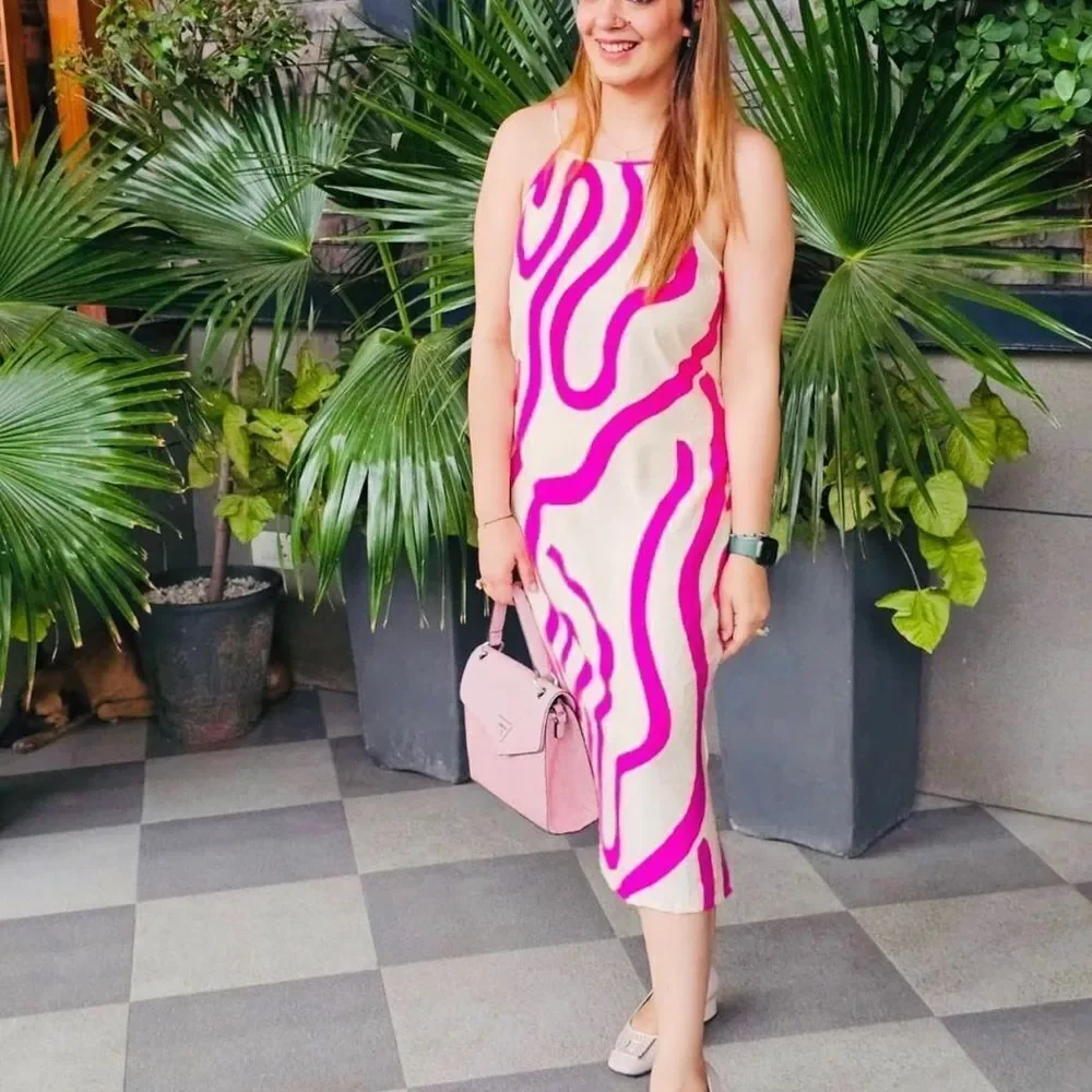 Mango blogger favorite printed halter neck flowy dress